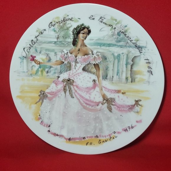 VTG 1976 D’Arceau Limoges Collectors Plate Scarlet En Crinoline La Femme inacces - Picture 1 of 10